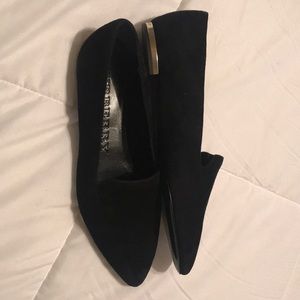 Burberry pointed toe black suede flats, never worn